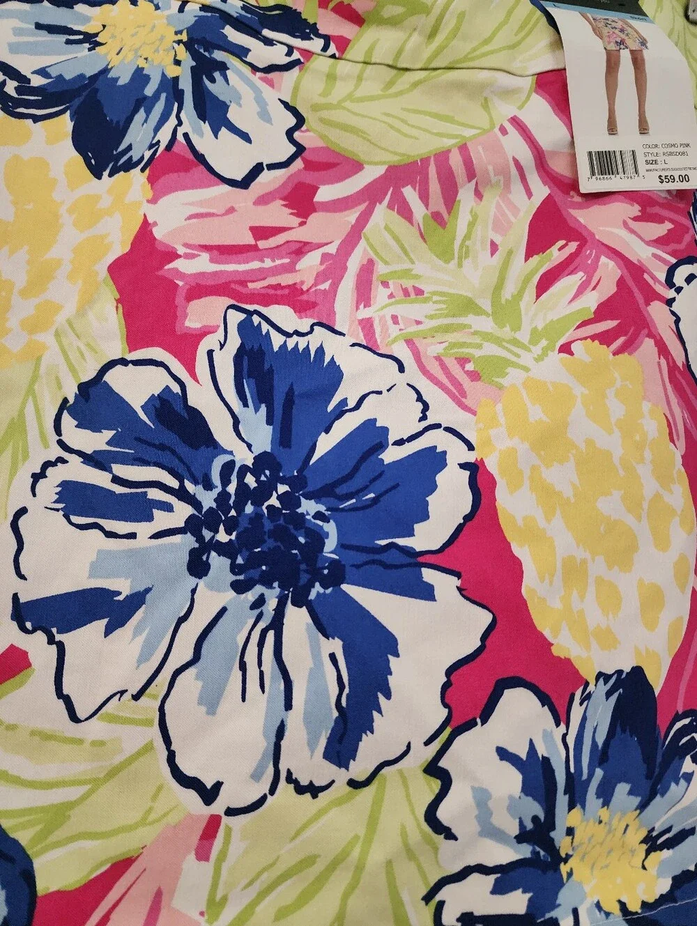Rafaella Floral Pull-On Skirt Skort Large Stretch Lined Shorts Tropical Preppy